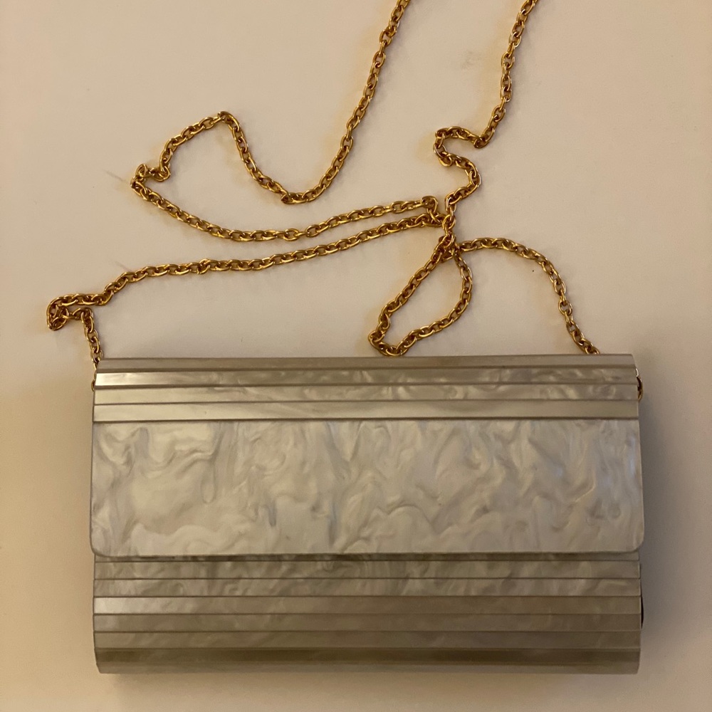 NEW Madison West silver clutch/crossbody bag